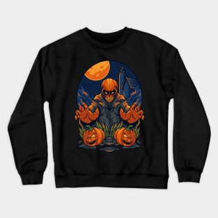 Pumpkin Skelleton Halloween Design Crewneck Sweatshirt